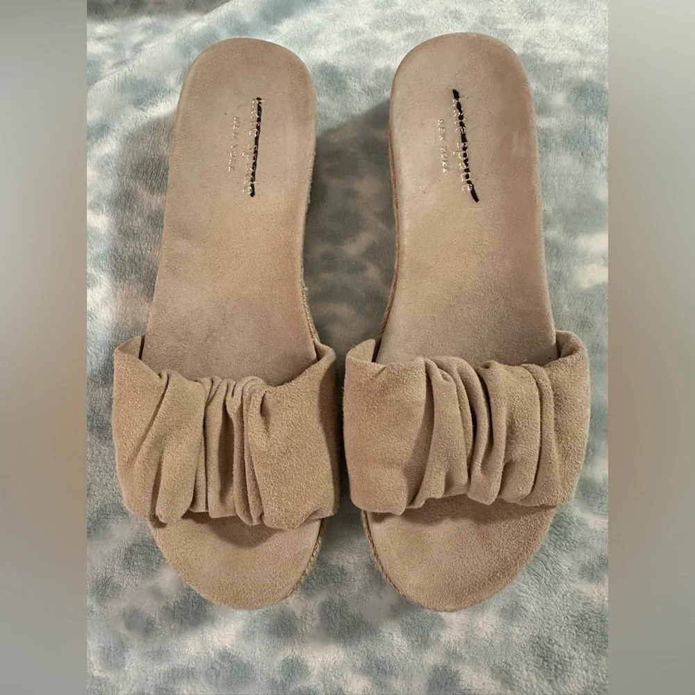 KATE SPADE Zira Slide Sandals Women’s 6 Suede Espadrille Platform Nude Blush NEW